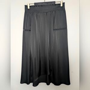 Zero Degrees Celsius EUC Silky Wrap Skirt Black Pull On Lined Elastic Waist Boho